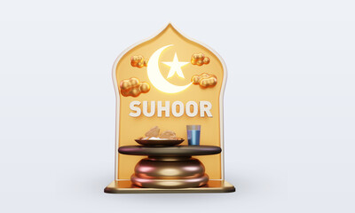 3d ramadan Suhoor icon rendering front view