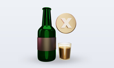3d ramadan No Alcohol icon rendering front view