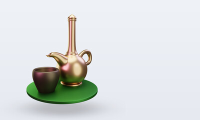 3d ramadan Teapot icon rendering left view