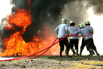 firefighters in action