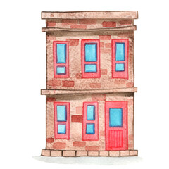 cute house watercolor illustration.
