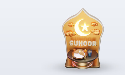 3d ramadan Suhoor icon rendering Top view