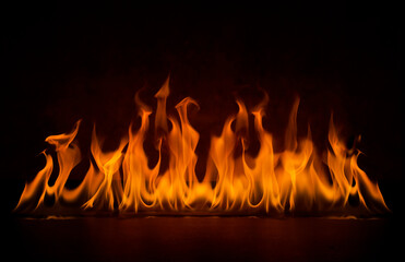the burning flame from gas oil png high heat isolated on black background