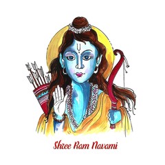 Shri ram navami festival bow and arrows watercolour card design