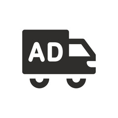 Advertising van icon on white background
