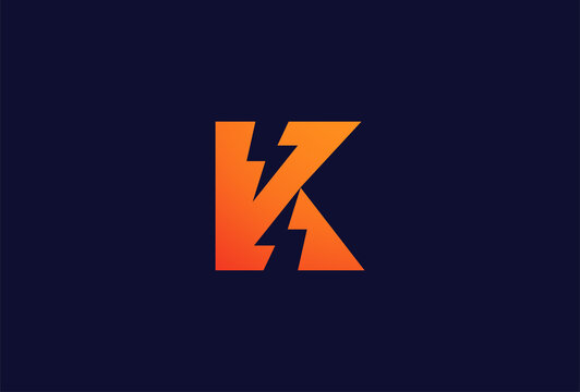 Letter K electric logo, letter K with and lightning bolt combination, tunder bolt design logo template, vector illustration