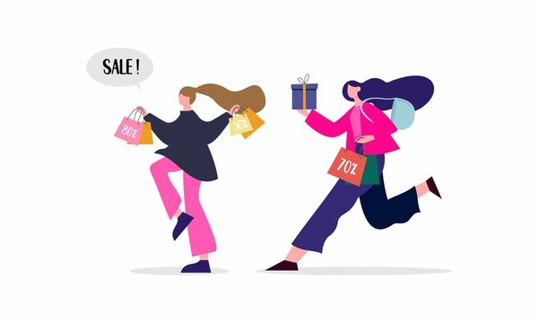 Young girls running for sale big discounts illustration