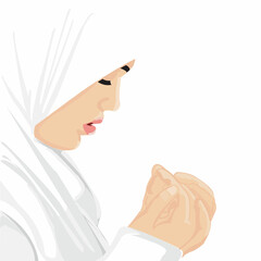 Realistic Praying Muslim Woman Vector