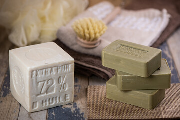 Marseille soap natural Multicolor soaps handmade with organic oil of olive, lavender ond another...