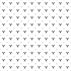Square seamless background pattern from geometric shapes are different sizes and opacity. The pattern is evenly filled with big black zodiac aries symbols. Vector illustration on white background