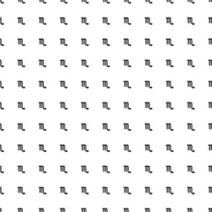 Square seamless background pattern from geometric shapes. The pattern is evenly filled with big black zodiac scorpio symbols. Vector illustration on white background