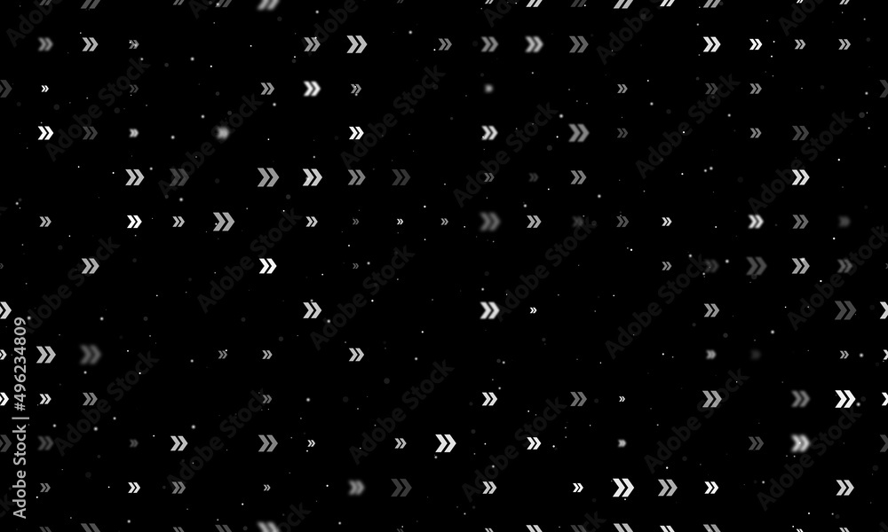 Poster seamless background pattern of evenly spaced white double arrow symbols of different sizes and opaci