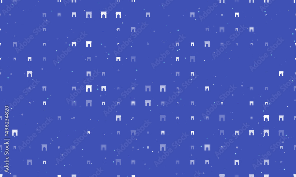 Poster seamless background pattern of evenly spaced white arch symbols of different sizes and opacity. vect