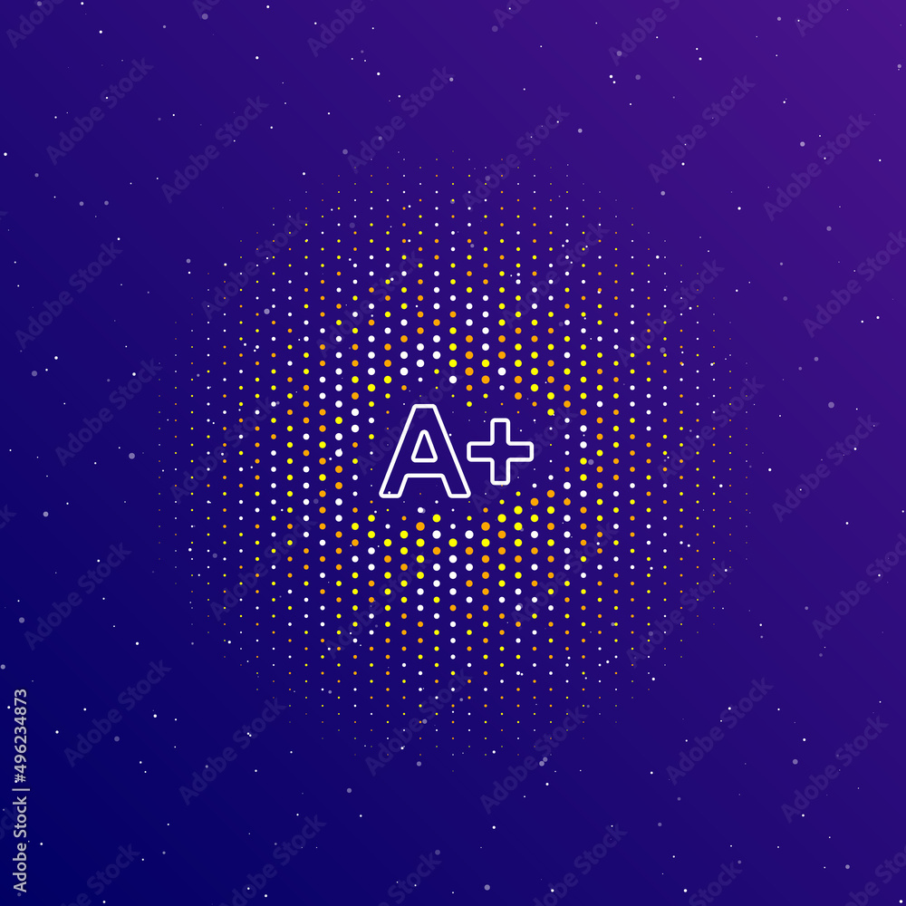 Aufkleber a large white contour a plus symbol in the center, surrounded by small dots. dots of different color