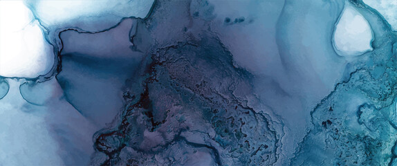 Alcohol ink texture. Abstract hand painted blue background. © EvgeniiasArt
