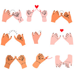 hands making promise icon set