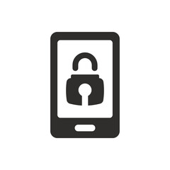 Mobile lock icon on white background