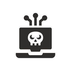 Laptop virus effect icon on white background