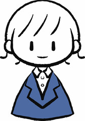 にっこり微笑むスーツ姿の女性のイラスト