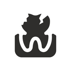 Broken tooth icon on white background