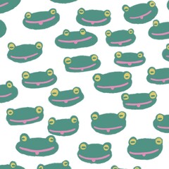 Seamless pattern with green frogs , with animals , colourful nature.