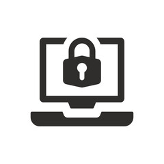 Secure laptop icon on white background