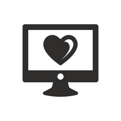 Computer love feedback icon on white background