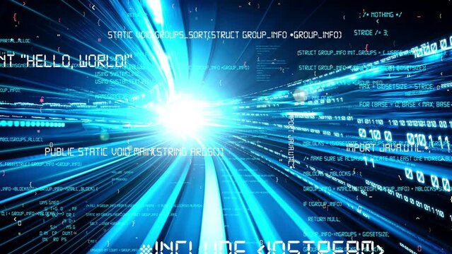 Software development, application programming code and tacit computer coding . Concept of smart digital transformation and technology disruption that changes global trends in new information era .