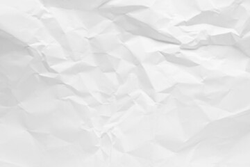 White crumpled paper texture background.