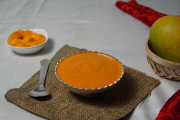 Front Shot Of Aam Ras With Dry Fruit and Aam