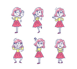 女性の全身ポーズセット