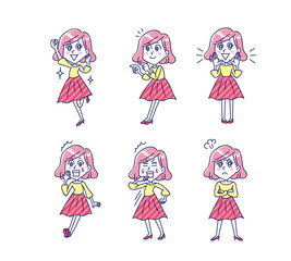 女性の全身ポーズセット