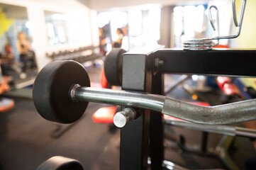 Heavy barbells on the floor of the gym studio copyspace bodybuilding weightlifting fitness power strength endurance agility exercise exercise
