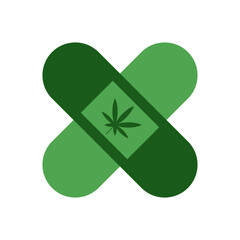Cannabis plaster vector icon on white background
