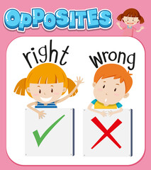 Opposite words for right and wrong