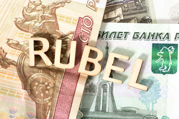 Nahaufnahme von Geldscheinen russische Rubel