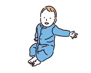 手を広げて待っている赤ちゃん