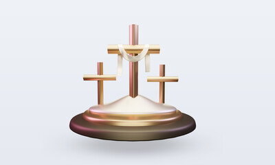 3d Golgotha easter icon rendering front view