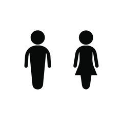 Man and woman icon flat design vector black color editable.Male and female icon. Boy and girl icon.restroom icon