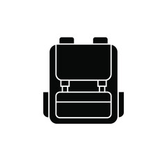 School backpack flat design vector black color isolated. Backpack icon
