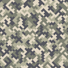Universal camouflage pattern. Disguises the contours and shapes of an object. Seamless pixelated camouflage pattern. Can be used in military coloring  or urban style. - 496240653