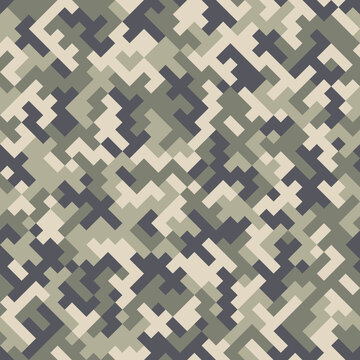Universal camouflage pattern. Disguises the contours and shapes of an object. Seamless pixelated camouflage pattern. Can be used in military coloring  or urban style.