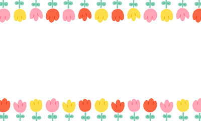 .Hand drawn vector illustration of colorful flower with blank space for text. Floral Border frame on white background. - 496240834