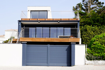 Aluminum modern steel home high grey gate design portal gray of suburb house