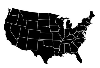 United States Of Amrica Black Patchwork Map
