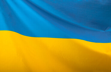 National flag of Ukraine fabric textile background