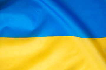 National flag of Ukraine fabric textile background