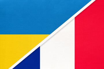 Ukraine and France, symbol of country. Ukrainian vs French national flags.