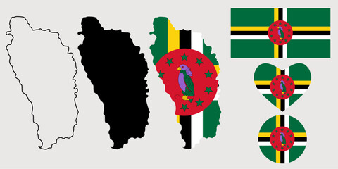 dominica map flag icon set