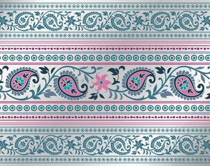 wedding card design, traditional paisley floral pattern , India	